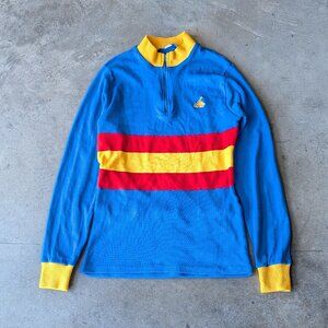 Vintage Cannondale Blue Red Yellow Long Sleeve Knit Cycling Jersey